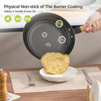 YUTANN 8" Enameled Non-Stick Cast Iron Skillet, Egg Frying Pan with Removable Wooden Handle, PFAS/PFOA Free, Dishwasher & Oven Safe (500°F)