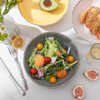 Melamine Pasta Bowls Set,6 Piece 9.25 inch Vintage Melamine Pasta/Salad/Ramen/Noodle/dinner/Fruit Bowls, Set of 6,Unbreakable Large Shallow Serving Bowls set,Cool Grey…