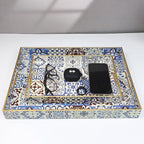 Spsyrine Decorative Serving Tray with Handles, Lacquered Coffee Table Tray for Ottoman, Rectangular Waterproof Platters for Centerpieces, Parties, Living Room, Kitchen Counter Organization SP3040RE1