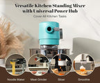All-Metal Stand Mixer 5.3-Quart - Professional Kitchen Electric Food Mixer with Stainless Steel Mixing Bowl & Attachments for Baking, Dough & Cake, 8-Speed Control & Timer (Blue)