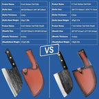Full Tang, Serbian Chefs knife,Chef Meat Cleaver,Kitchen Knives,Set with Leather Sheath,Take Carrying,Butcher,for Camping or Outdoor (8 inch)