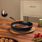 Vasconia Urban 12" Nonstick Frying Pan (Black) - Advanced Nonstick Coating Aluminum Skillet with Fast Cool Handle - Grill Oven Dishwasher Safe up to 475°F Cooking Pans for Most Stovetops