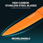 MICHELANGELO Knife Set, Sharp 10-Piece Kitchen Knife Set with Covers, Multicolor Knives, Stainless Steel Knives Set for Kitchen, 5 Rainbow Knives & 5 Sheath Covers