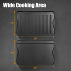 AJinTeby 2-in-1 Reversible 16” x 24” Pre-Seasoned Cast Iron Cooking Griddle for Gas Stove/Charcoal/Electric/Propane/Gas Grill, Flat Griddle Top Plate for Camping Tailgating
