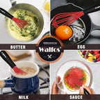 Walfos Mini Whisk Red Small whisk-Non Scatch Rubber Coated Whisk,small silicone whisk 5 & 7 inch Tiny Whisk,Nice for mixing and stirring small batches of powder and sauce in small bowl containers.2pcs
