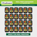 Freshware Meal Prep Containers [300 Pack] 1 Compartment with Lids, Food Storage Containers, Bento Box, BPA Free, Stackable, Microwave/Dishwasher/Freezer Safe (24 oz)