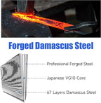 Sunnecko Damascus Nakiri Knife,Japanese VG10 Core Steel Damascus Cleaver Knife,Professional Razor Sharp Kitchen Knives with Knives Sharpner