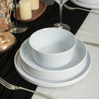 Stone Lain Celina Stoneware 12-Piece Dinnerware Set, Dinner and Pasta Bowls, White