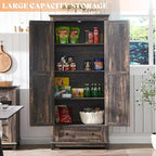 AMERLIFE 72" Tall Kitchen Pantry Storage Cabinet, Adjustable Shelves and Drawer, Farmhouse Food Pantry Cabinet for Kitchen, Living Room, Dining Room, Antique Oak