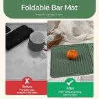 Bar Mat, Bar Accessories, Multifunctional Folding Cocktail Mat with Cutting Board, 18" X 12"(Green) Drying Mats,Bar Mat for Countertops,Bar Decorations for Home, Outdoor Bar Accessories,Travel