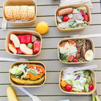 MINCOCO 50 Count Paper Bowls Disposable Meal Prep Containers with Lids【Includes 50 Wooden Forks + 100 Labels】 Salad Food Containers Freezer & Microwave Safe Leakproof Soup Bowls (29 Ounce, 50-Count)