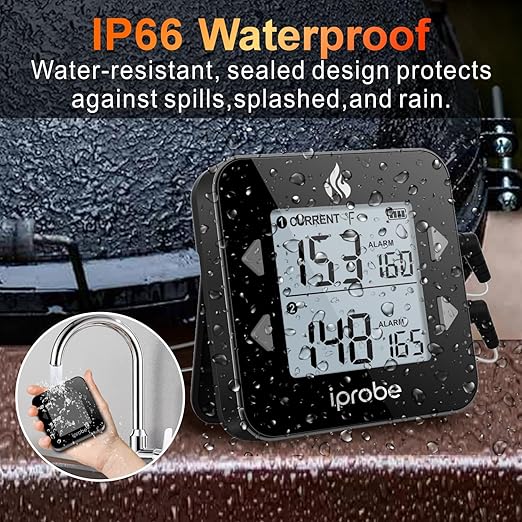 Dual Probe Digital Meat Thermometer - Waterproof, Rechargeable, Bright LCD, Magnetic, Suitable for BBQ, Grill, Smoker, and Oven