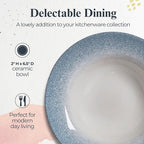 Portmeirion Potter’s Mist Oatmeal Bowls (Set of 4) - Versatile Earthenware Bowls for Kitchen, Soups, Cereal & Desserts - Dishwasher & Microwave Safe - Made in UK Dinnerware Collection (Blue Mist)