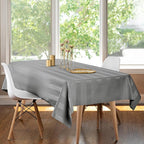 Luxury Table Protector Pad, 2 in 1 Table pad + Great Looking Tablecloth - Heat Resistant, Spill & Stain Proof - Flannel Backing (54x144, Silver - Silk Stripe)