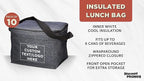 Custom Insulated Cooler Lunch Bag Set of 10, Personalized Bulk Pack - Perfect for Work, Travel, Outdoor Events - Black