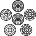 SMARTAKE 6 Set Silicone Trivet Mats, Multi-Use Intricately Carved Coasters, Insulated Non-Slip Durable Kitchen Mats, Flexible Modern Kitchen Table Mat, for Hot Dishes, Pots, Countertop (Black)