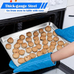 E-far Large Baking Sheets Set of 4, 20”x14” Stainless Steel Cookie Sheet Pans for Oven, Non Toxic Big Metal Baking Tray for Cake Cookies, Healthy & Rust Free, Mirror Finish & Dishwasher Safe