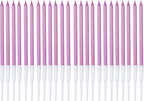 by Tugba Aydan - Pink Birthday Candles - 24 Count Long Thin Pink Birthday Candles for Cake, Metallic Cake Candle for Birthday, Party Candles