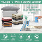 Cozy Essential 35 Pack Vacuum Storage Bags with Electric Pump, Vacuum Seal Space Saver Bags for Clothing, Pillows, Blanket, Bedding, Comforters