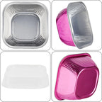30PCS 7.8OZ Mini Aluminum Pans with Lids, Disposable, Magenta, Perfect for Birthday, Wedding Occasions