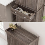 FOTOSOK 72" Kitchen Pantry Storage Cabinets with Drawer, Freestanding Cupboard with 4 Doors, Drawer, 4 Shelves, Utility Pantry Cabinet for Kitchen, Dining Room, Living Room, Ash Grey