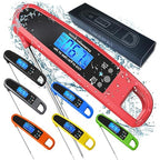 Instant Read Meat Thermometer for Kitchen Cooking, Ultra Fast Precise Waterproof Digital Food Thermometer with Backlight, Magnet and Foldable Probe for Deep Fry, Outdoor BBQ, Grill(RED)