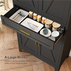 71" Tall Pantry Storage Cabinet with Drawer and Adjustable Shelves, Freestanding Tall Kitchen Cupboard Storage Cabinet for Kitchen,Dining Room, Living Room, Black