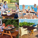 homing Rectangle Table Cloth Cover, Waterproof Polyester Elastic Fitted Tablecloth, Fits for 8 Foot Folding Tables, Washable Table Protector for Fall, Thanksgiving, Harvest Party (Coffee, 30" x 96")