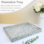Rectangle Plastic Serving Tray with Handles, Elegant Decorative Tray for Coffee Table, Ottoman, Living Room, Kitchen, and Outdoor Use. 12"*16"*1.6" F