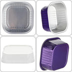 30PCS 10OZ Mini Cake Pans with Lids - Aluminum Foil Baking Cups - Mini Square & Cheesecake Pans for Birthday & Holiday Baking, Violet