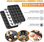 E-far 2 Pack Mini Muffin Pan - Nonstick 24-Cup Carbon Steel Cupcake Tin Tray for Little Bites & Freezer Prep | Warp-Free Bakeware Ensures Even Baking & Effortless Release, Regular Size & Oven Safe