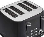 Amazon Basics 4 Slice Toaster, 6 Browning Settings, Removable Crumb Tray, Bagel and Defrost Function, Cancel Button, 1600W, Black
