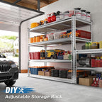REIBII Garage Shelving, 4 Tier Storage Shelves Load 2000LBS, Adjustable Garage Shelving Heavy Duty, Metal Shelves Unit for Basement, Warehouse, 48" W x 60" H x 18" D, Galvanized