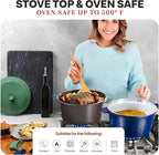 Gotham Steel Hammered 5 Qt Lightweight Dutch Oven Pot with Lid & Holders, Ceramic Non Toxic, Oven Safe & Even Heat Retaining Dutch Oven for Bread Baking Sourdough, Soup, 70% Lighter than Cast Iron
