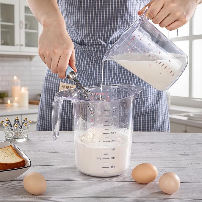 DaYammi 4-Cup Plastic Measuring Cups 1-Piece, Food-Grade Measuring Cup for Dishwasher, Liquid Measuring Cups for Baking, Cooking, Prepping, Pitcher with Readable Markings, Clear