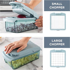 Cook with Color Vegetable Chopper - Multifunctional 11 in 1 Vegetable Chopper with Container - Food Chopper to Dice, Chop, Slice, Julienne and Spiralize, Blue