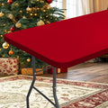 homing Rectangle Table Cloth Cover, Waterproof Polyester Elastic Fitted Tablecloth, Fits for 8 Foot Folding Tables, Washable Table Protector for Christmas, Holiday, Party (Red, 30" x 96")