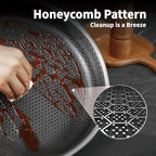 Hybrid Nonstick Frying Pan with Lid 12 Inch,Stainless Steel Honeycomb Pan Compatible with All Cooktops Dishwasher and Oven Safe