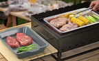 Grill Carry System, 6-Piece Stainless Steel Large Food Prep Tray, 16.5" x 11" Pan, Outdoor Grill with Cooling Rack for Vegetables, Fish, Meat, Great Grilling Gifts for Men