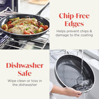Orfeo 11” Nonstick Frying Pan, Made in Italy, Diamond Ceramic PFAS-Free Cookware, Induction Ready, Scratch Resistant, Laser-Fused Surface for Durability, Dishwasher Safe, Black