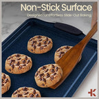 BAKKEN Kitchen Baking Pan Set - Nonstick Coating, Carbon Steel Bakeware Sets with Blue Silicone Handles, Baking Kitchen Essentials, PFOA, PFOS, PTFE Free, Oven Safe Tray (Up To 450° F), Set of 18