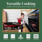 Larder & Vine Enameled Cast Iron Skillet | 10.25 inch Skillet | Saute Pan with Pour Spouts | Enamel Coated Cast Iron | Compatible on All Cooktops & Oven Safe to 500 F | Cabernet