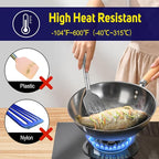 HOTEC Silicone Spatula Set of 2 Heat-Resistant 600°F & BPA-Free Kitchen SaptulaTurner with Stainless Steel Handles, Slotted & Solid Spatulas for Nonstick Cookware, 13.7 Inch, Grey
