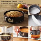 MASSUGAR Springform Cake Pan Set of 3 Non-stick Leakproof Round Cheesecake Pan with Removable Bottom, Circle 3 Pieces 4" 7" 9" Springform Pans for Baking with 50 Pcs Parchment Paper Liners