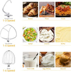 Biolomix Kitchen Electric Stand Mixer, 6 Speed Tilt Head Food Mixer with 6.5 QT Stainless Steel Bowl, Dough Hook, Flat Beater, Whisk and Anti Splash Cover, (6.5QT, White)