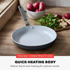 GreenPan x Bobby Flay 10" Nonstick Frying Pan Skillet, PFAS-Free Diamond Ceramic, Induction Suitable, Stay-Cool Silicone Handle, Easy Clean Dishwasher & Oven Safe, Egg & Omelet Pan, Graphite