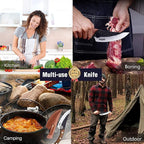 Huusk Viking Knives Hand Forged Boning & Chef Knife - Full Tang Japanese Blade with Sheath - Butcher Meat Cleaver - Camping & Kitchen Christmas Gifts for Men and Women
