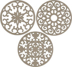 GASARÉ, Extra Large, Thick, 10" Silicone Trivets for Hot Dishes, Pots, and Pans, Hot Pads for Countertops, Flexible, Dishwasher Safe, 10 x ¼ Inches, Set of 3, Taupe