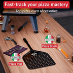 22” Pizza Oven Brush with Stone Scraper - Heat Resistant Stainless Steel Bristles, Extra Long Handle - Universal Fit for Most Pizza Ovens