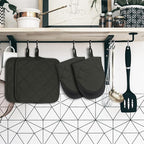 Kitchen Set Pack Of 5, Oven Mitts Pot Holders Pad And Towel Set, Heat Resistant Silicone Kitchen Mini Oven Mittens for 500 Degrees, Mini Oven Gloves and Hot Pads for Baking Grilling Barbecue Microwave